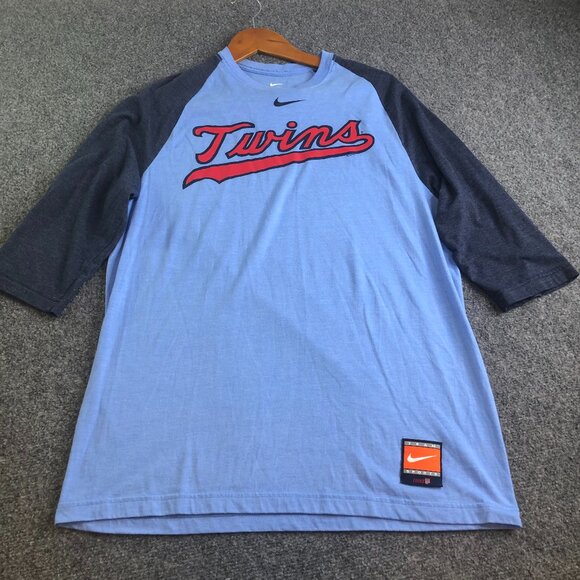 Nike Other - Nike Minnesota Twins Shirt Men Large Blue Raglan 3/4 Sleeve Baseball Cooperstown